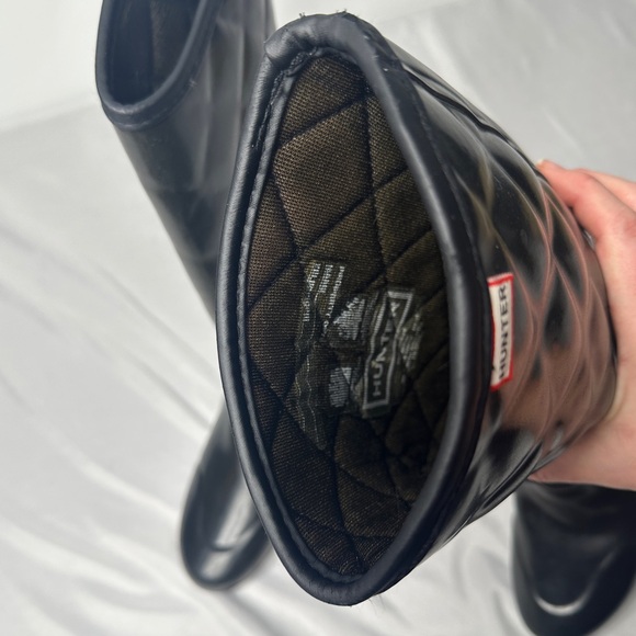 Hunter Quilted Rubber Tall Rain Boots Black Women’s Size 6 Waterproof - Picture 7 of 12